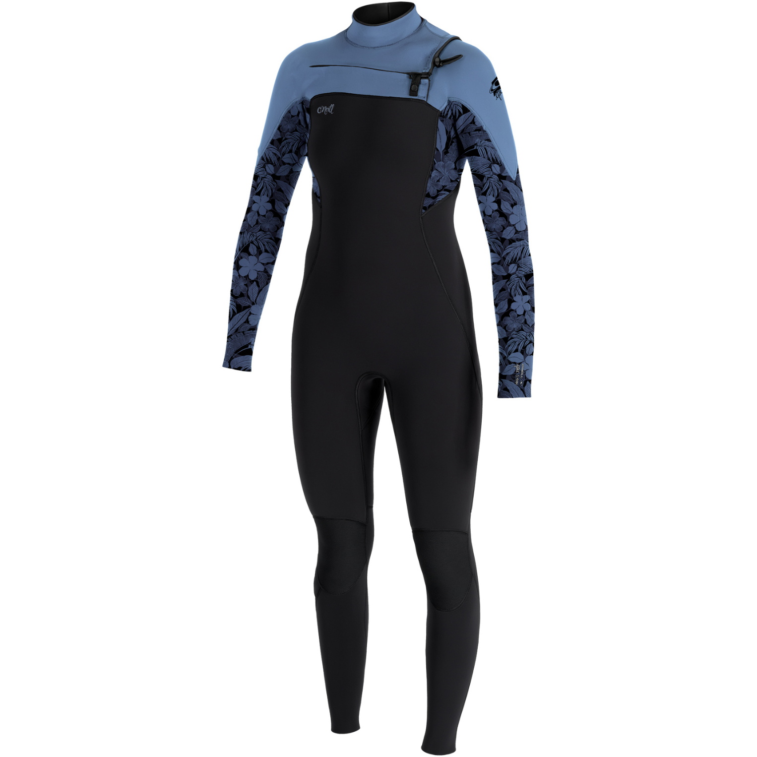 2025 O'Neill Femmes Epic 5/4mm Chest Zip Combinaison Néoprène 5652 - Black / Stormy Palm / Fade Denim
